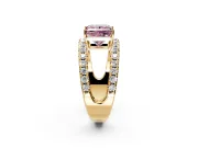 Solitaire Engagement Ring Setting for Fancy Pink Princess Cut Center with Wide-Open Split Shank and Prong Head in Yellow Gold