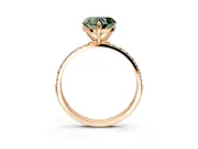 Solitaire Engagement Ring Setting for Fancy Green Heart-Shaped Center with Pave Accents and Prong Head in Rose Gold