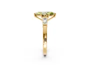 3 Stone Engagement Ring Setting for Fancy Yellow Marquise Center with Channel Baguette Accents and Prong Head in Yellow Gold