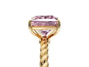 Solitaire Engagement Ring Setting for Fancy Pink Princess Cut Center with Plain Twisted Rope Band and Prong Head in Yellow Gold