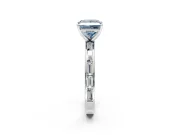Solitaire Engagement Ring Setting for Fancy Blue Princess Cut Center with Channel Baguette Band and Prong Head in White Gold