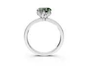 Solitaire Engagement Ring Setting for Fancy Green Heart-Shaped Center with Thin Rounded Plain Band and Prong Head in White Gold