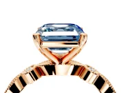 Solitaire Engagement Ring Setting for Fancy Blue Asscher Cut Center with Milgrain Bezel Accents and Prong Head in Rose Gold