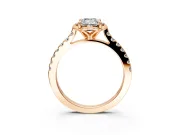 Floral Engagement Ring Setting for Emerald Cut Center with Pave Band and Floral Prong Head in Rose Gold