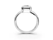 Solitaire Engagement Ring Setting for Radiant Cut Center with Wide Band and Bezel Head in Sterling Silver