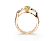 Channel-Set Engagement Ring Setting for Fancy Yellow Marquise Center with Baguette Band and Prong Head in Rose Gold