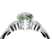 Solitaire Engagement Ring Setting for Fancy Green Marquise Center with Grooved Bar Accent Band and Prong Head in White Gold