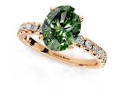 Solitaire Engagement Ring Setting for Fancy Green Oval Center with Large Accents and Prong Head in Rose Gold