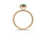 Solitaire Engagement Ring Setting for Fancy Green Oval Center with Plain Twisted Rope Band and Prong Head in Rose Gold