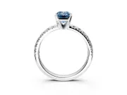 Solitaire Engagement Ring Setting for Fancy Blue Emerald Cut Center with Large Accents and Prong Head in Platinum