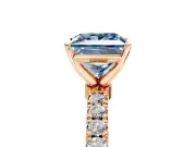 Open Basket Engagement Ring Setting for Fancy Blue Princess Cut Center with Pave Band and Prong Head in Rose Gold