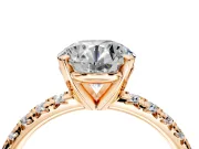 Solitaire Engagement Ring Setting for Round Cut Center with Large Accents and Prong Head in Rose Gold