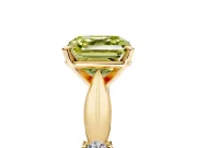 Solitaire Engagement Ring Setting for Fancy Yellow Asscher Cut Center with Carved Leaf Shoulders and Prong Head in Yellow Gold