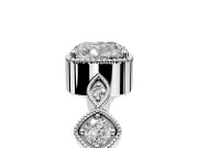 Vintage Station Engagement Ring Setting for Cushion Cut Center with Accents and Prong Head in Sterling Silver