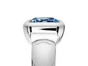 Solitaire Engagement Ring Setting for Fancy Blue Asscher Cut Center with Wide Band and Bezel Head in Platinum
