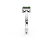 Solitaire Engagement Ring Setting for Fancy Green Emerald Cut Center with Plain Band and Flat Tab Prong Head in Sterling Silver