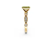 Solitaire Engagement Ring Setting for Fancy Yellow Emerald Cut Center with Milgrain Bezel Accents and Prong Head in Yellow Gold