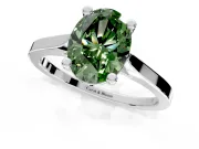 Solitaire Engagement Ring Setting for Fancy Green Oval Center with Tapered Shoulders and Prong Head in Sterling Silver