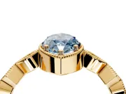 Milgrain Bezel Engagement Ring Setting for Fancy Blue Marquise Center with Marquise Stations and Bezel Head in Yellow Gold