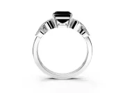 Leaf Engagement Ring Setting for Fancy Black Asscher Cut Center with Milgrain Accent Band and Prong Head in Platinum