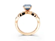 Solitaire Engagement Ring Setting for Fancy Blue Asscher Cut Center with Criss-Cross Accent Band and Prong Head in Rose Gold