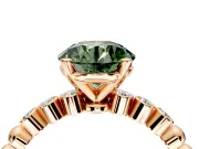 Solitaire Engagement Ring Setting for Fancy Green Round Cut Center with Bezel-Dot Beaded Band and Prong Head in Rose Gold