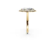 Halo Engagement Ring Setting for Marquise Center with Plain Tapered Band and Prong Head in Yellow Gold