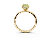 Hidden Halo Engagement Ring Setting for Fancy Yellow Cushion Cut Center with Thin Round-Wire Band and Prong Head in Yellow Gold