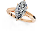 Solitaire Engagement Ring Setting for Marquise Center with Flat-Sided Plain Band and Prong Head in Rose Gold