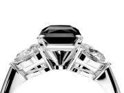 3 Stone Engagement Ring Setting for Fancy Black Radiant Cut Center with Large Pear-Shaped Accents and Prong Head in Platinum