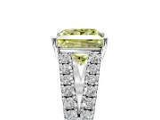 Solitaire Engagement Ring Setting for Fancy Yellow Princess Cut Center with Pave Split Shank and Prong Head in White Gold