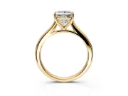 Solitaire Engagement Ring Setting for Princess Cut Center with Narrow Cathedral Band and Prong Head in Yellow Gold