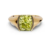 Tension Engagement Ring Setting for Fancy Yellow Radiant Cut Center with Wide Tapered Band and Tension Head in Yellow Gold