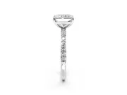 Solitaire Engagement Ring Setting for Radiant Cut Center with Pave Accents and Prong Head in Platinum