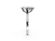 Single Halo Engagement Ring Setting for Fancy Blue Oval Center with Corner Claws, Plain Band and Prong Head in Platinum