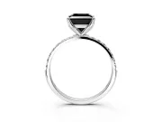 Solitaire Engagement Ring Setting for Fancy Black Princess Cut Center with Fine Pave Accents and Prong Head in White Gold