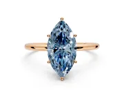 Solitaire Engagement Ring Setting for Fancy Blue Marquise Center with Straight Thin Band and Prong Head in Rose Gold