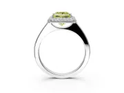 Halo Engagement Ring Setting for Fancy Yellow Princess Cut Center with Plain Tapered Band and Prong Head in Platinum