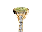 Solitaire Engagement Ring Setting for Fancy Yellow Radiant Cut Center with Widening Pave Band and Claw Prong Head in Yellow Gold