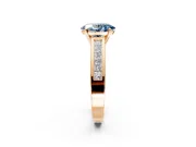 Solitaire Engagement Ring Setting for Fancy Blue Oval Center with Princess Cut Channel Band and Prong Head in Rose Gold