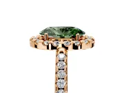 Pave Halo Engagement Ring Setting for Fancy Green Oval Center with Single Row Pave Band and Prong Head in Rose Gold