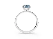 Solitaire Engagement Ring Setting for Fancy Blue Oval Center with Pave Accents and Prong Head in Platinum