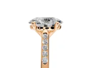 Solitaire Engagement Ring Setting for Oval Center with Channel Accents and Prong Head in Rose Gold
