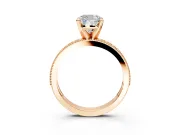 Milgrain Pave Engagement Ring Setting for Cushion Cut Center with Accent Band and Prong Head in Rose Gold