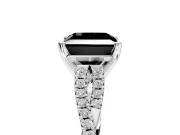 Solitaire Engagement Ring Setting for Fancy Black Princess Cut Center with Twisted Pave Split Shank and Prong Head in Platinum