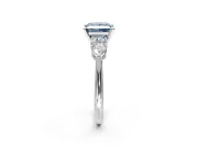 3 Stone Engagement Ring Setting for Fancy Blue Princess Cut Center with Large Pear-Shaped Accents and Prong Head in Platinum