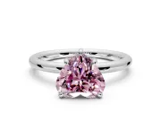Low-Set Solitaire Engagement Ring Setting for Fancy Pink Heart-Shaped Center with Thin Plain Band and Prong Head in Platinum