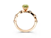 Solitaire Engagement Ring Setting for Fancy Yellow Radiant Cut Center with Bezel Station Band and Prong Head in Rose Gold