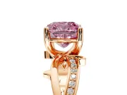 Solitaire Engagement Ring Setting for Fancy Pink Cushion Cut Center with Pave and Plain Crossover Band and Prong Head in Rose Gold