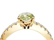 Solitaire Engagement Ring Setting for Fancy Yellow Marquise Center with Single Row Accent Band and Prong Head in Yellow Gold